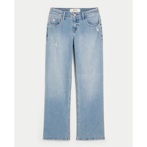 Hollister Low-Rise Distressed Medium Wash Relaxed Straight Jeans 27W - Picture 3 of 3